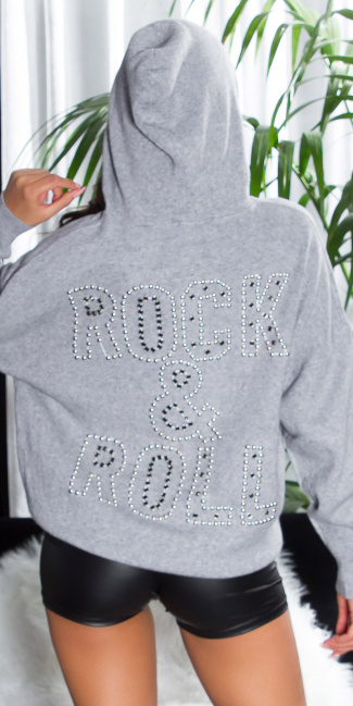 Trendy hoodie rock & roll grijs